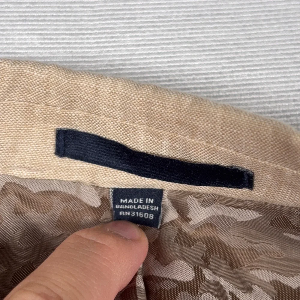 Jos A Bank Linen Blazer Mens Size 46R SLIM FIT Tan Double Vented